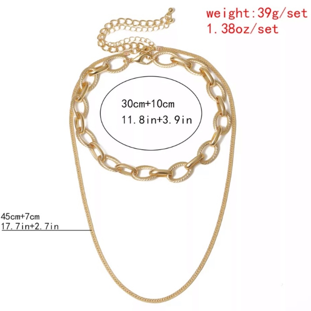 18K gold plated multilayer chain necklace - Picture 5 of 5